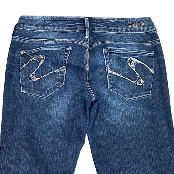 Silver Jeans Santorini Women's 28 x 33.5 Embroidered Medium Wash Straight Leg - Picture 2 of 13